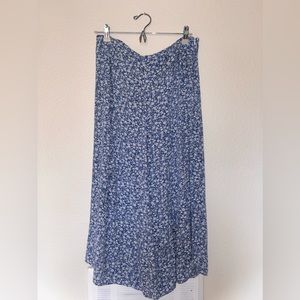 Blue Floral Mid Length Skirt